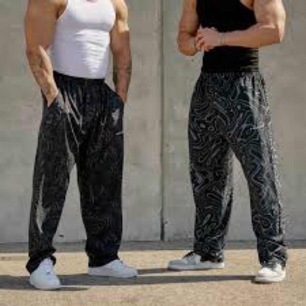 Youngla Black Patterned Sweatpants - image 5